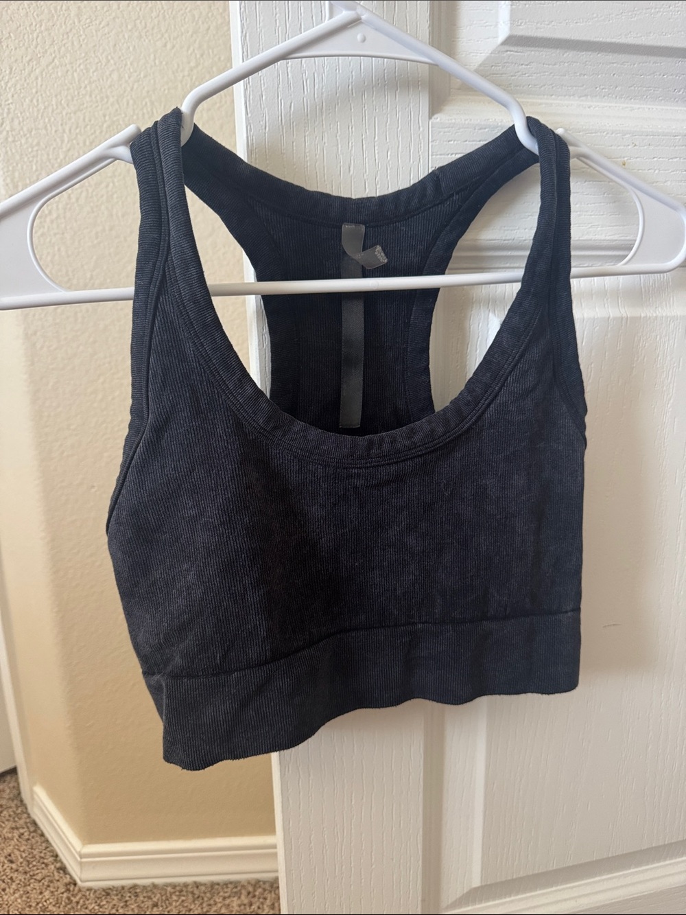 FP Movement by Free People Black Ribbed Racerback Crop Bralette